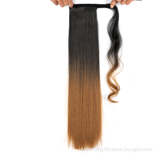 22inches Long Straight Curly Clip In Hair Tail False Sport Hairpiece With Hairpins synthetic hair ponytails Hair Extension